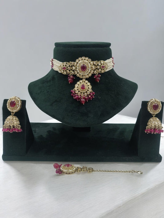 HERITAGE POLKI RUBY BRIDAL CHOKER SET