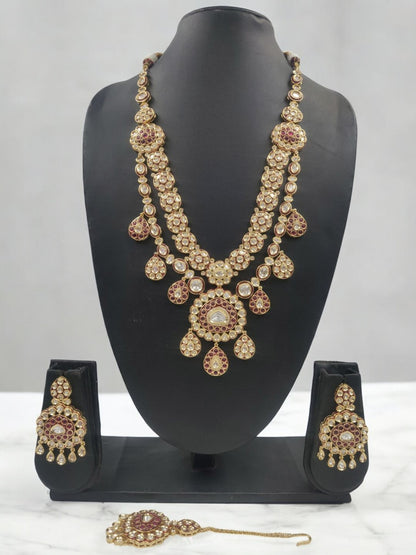 MAJESTIC RUBY KUNDAN HERITAGE NECKLACE SET