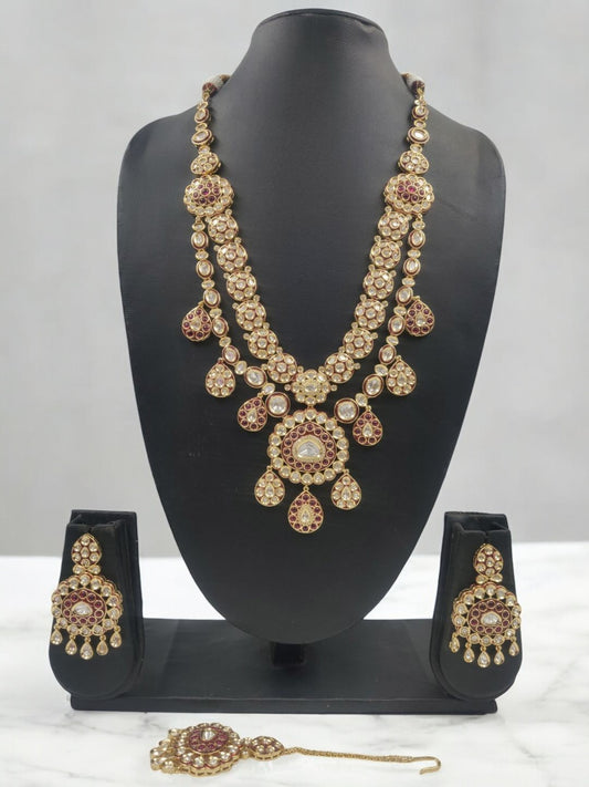 MAJESTIC RUBY KUNDAN HERITAGE NECKLACE SET