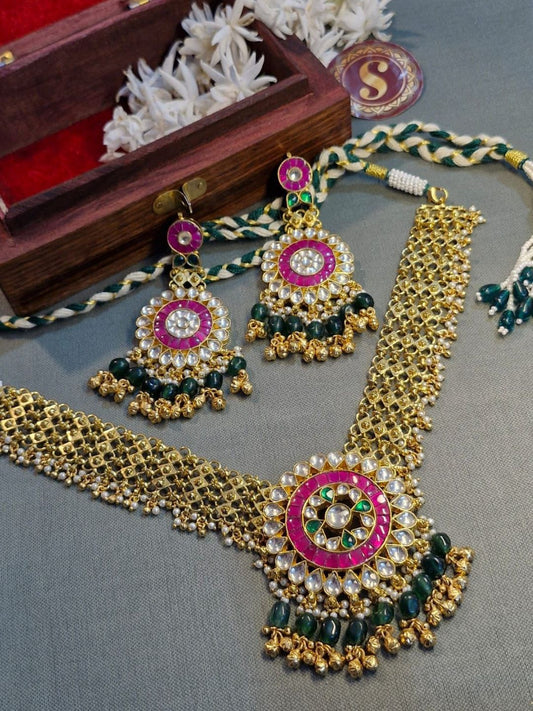 KundanMeshChoker, ChandbaliEarrings, BridalJewelrySet, PinkMeenakariNecklace, TraditionalIndianJewelry, GreenBeadNecklace, HeritageBridalJewels, RoyalWeddingAccessories, DesignerEthnicJewelry, FestiveLuxurySet