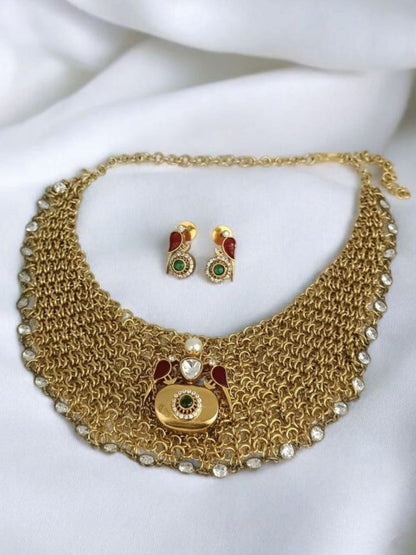 elegant, timeless, bridal jewellery, handcrafted design, pearl highlights, ethnic statement, luxe finish, celebration wear