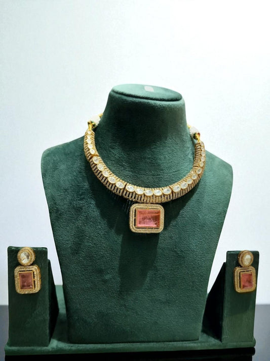contemporary jewellery, luxury statement set, minimalist jewellery, bridal jewellery, geometric design jewellery, heritage inspired, evening wear accessory, modern traditional fusion, premium ethnic set, handcrafted jewellery, festive edit

