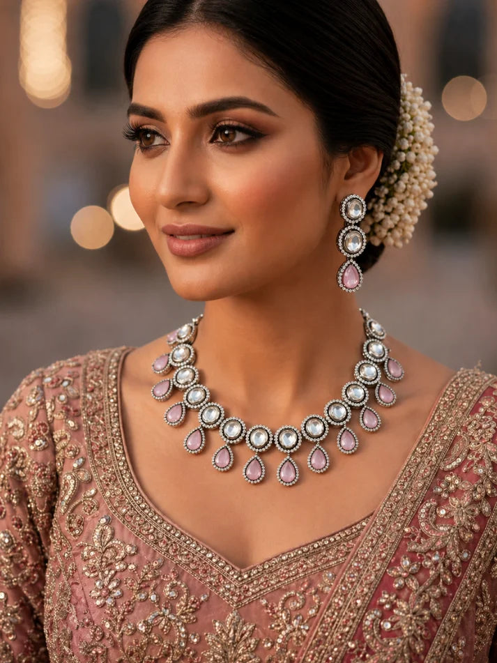 ANAMIKA PINK KUNDAN JEWELLERY SET