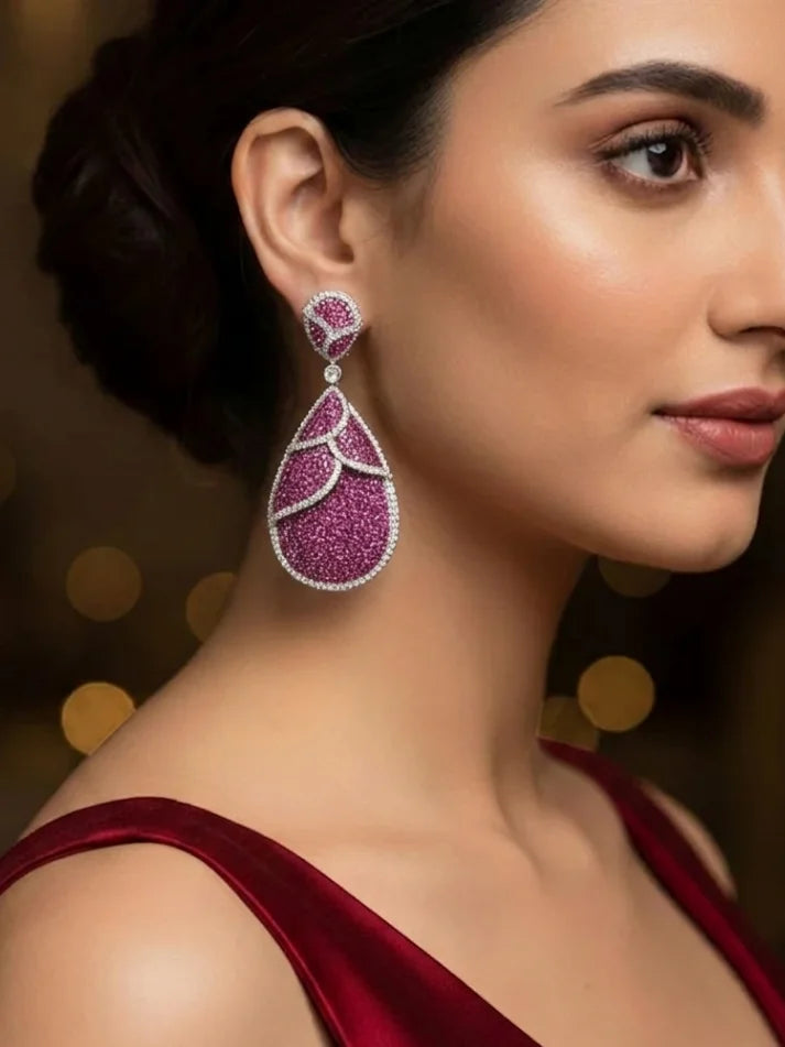AYESHA RANI PINK ZIRCONIA DANGLERS