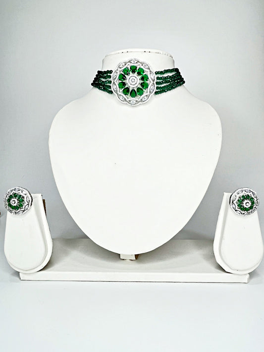 HANVIKA EMERALD ZIRCONIA CHOKER SET