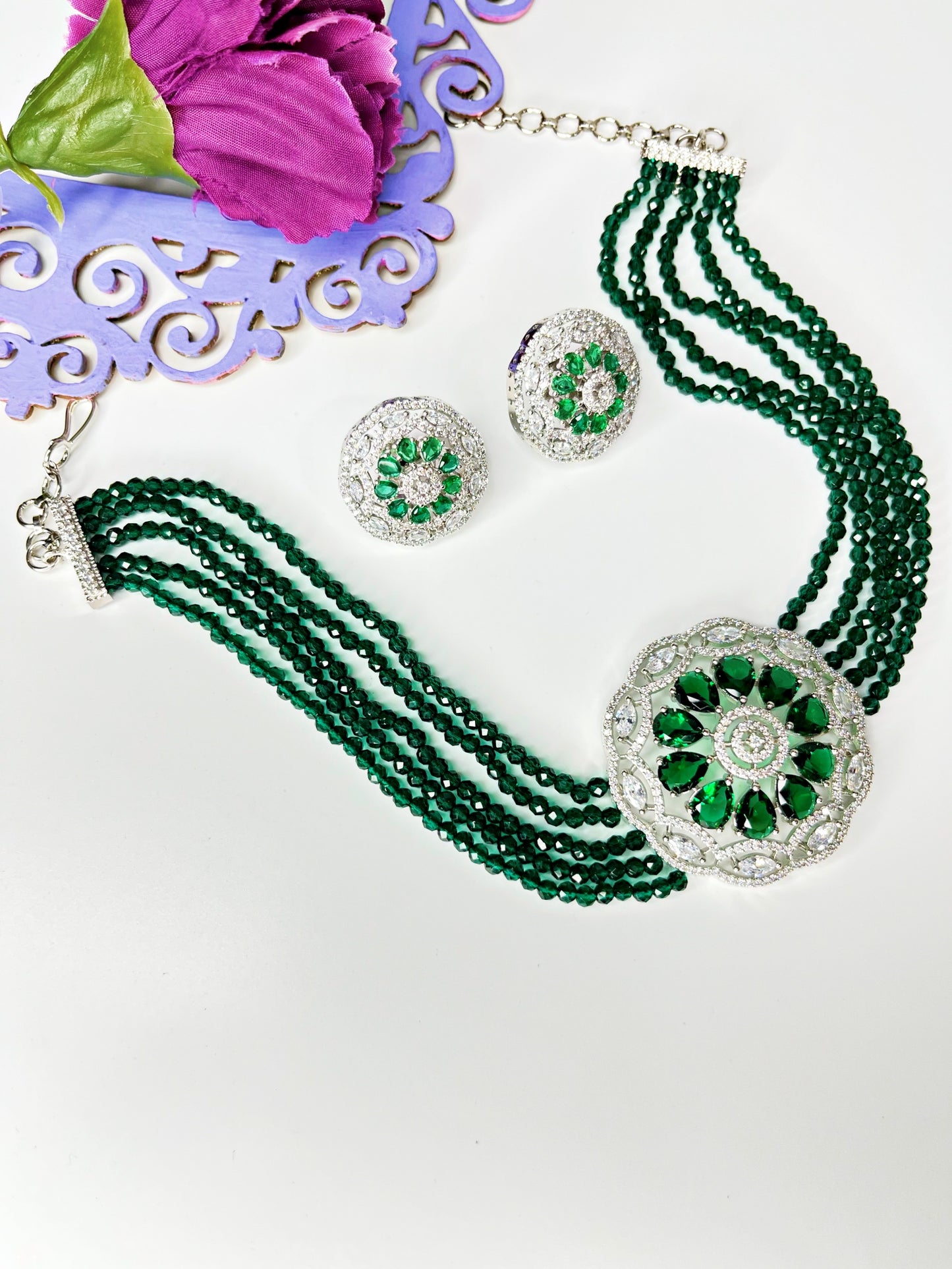 HANVIKA EMERALD ZIRCONIA CHOKER SET