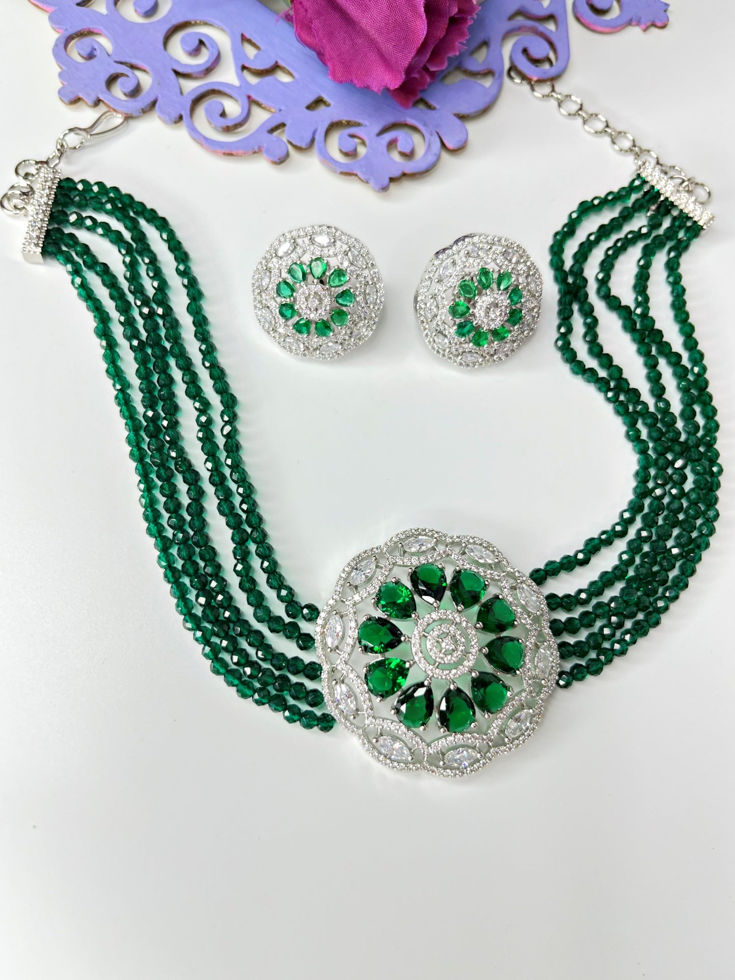 HANVIKA EMERALD ZIRCONIA CHOKER SET