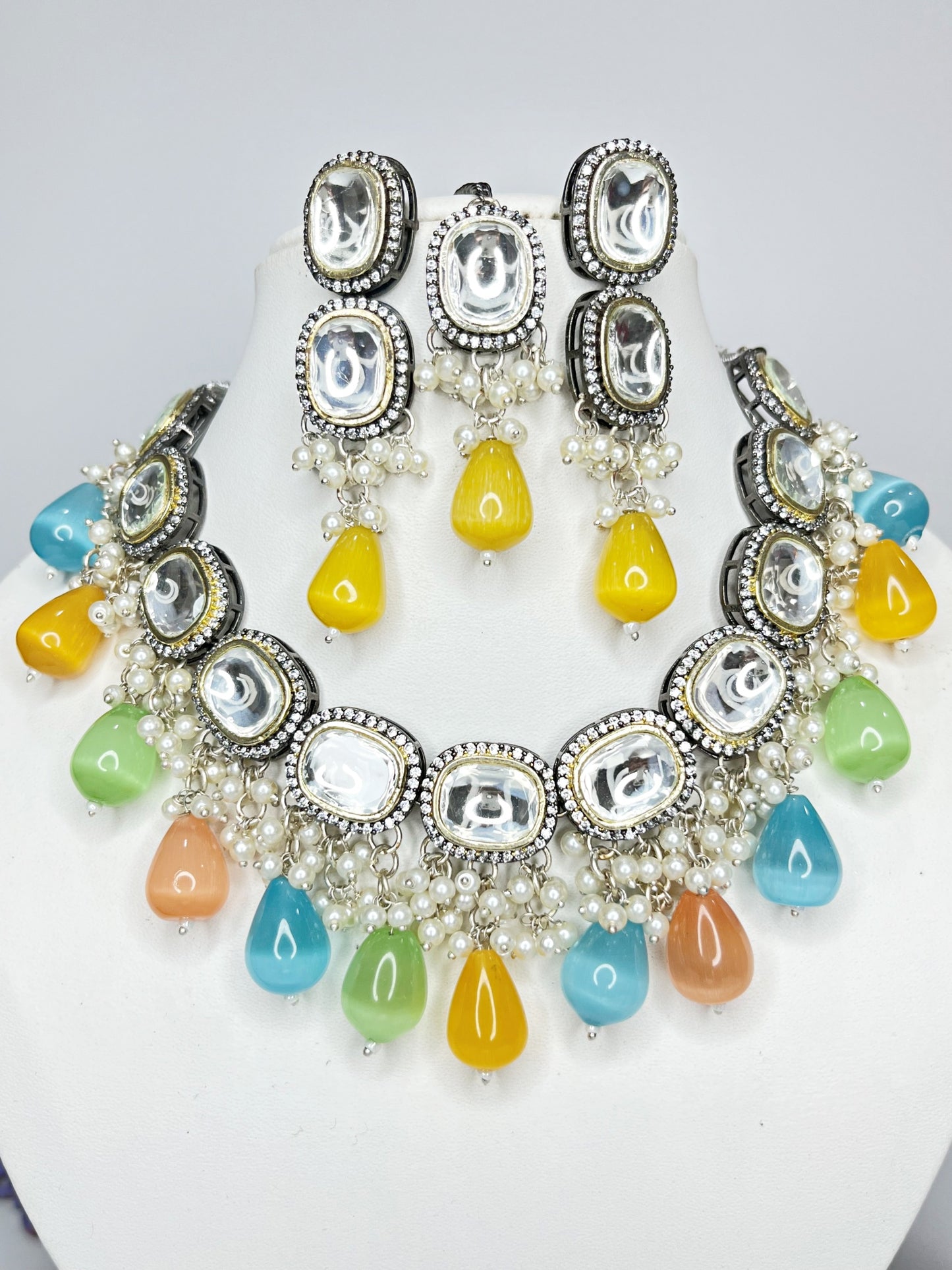 MAYURI MULTICOLOR KUNDAN NECKLACE SET