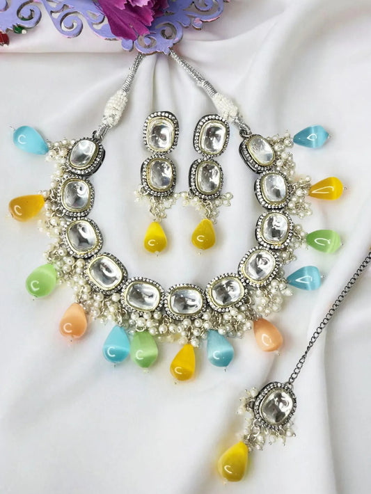MAYURI MULTICOLOR KUNDAN NECKLACE SET