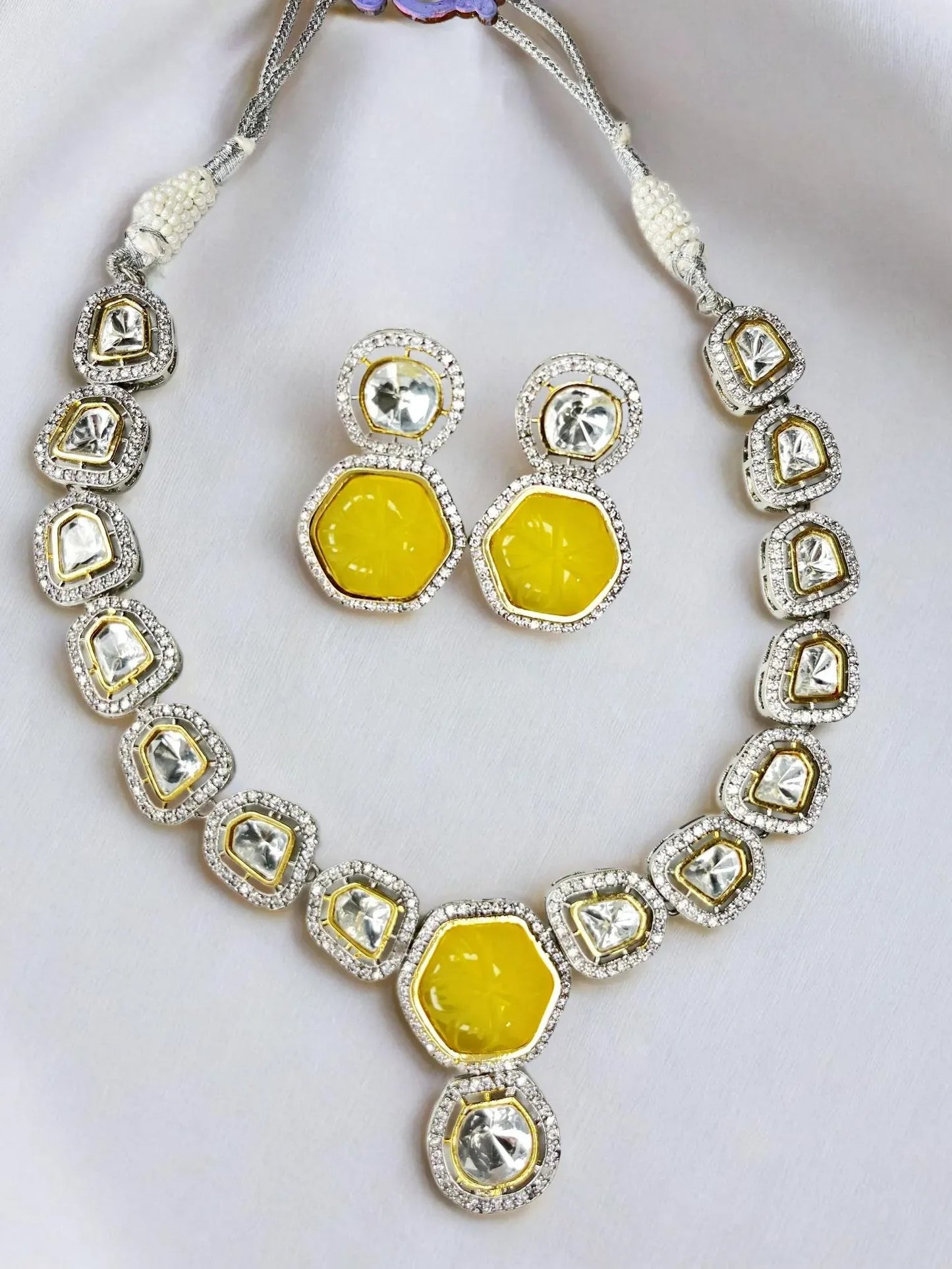 SAMAIRA YELLOW CITRINE POLKI NECKLACE