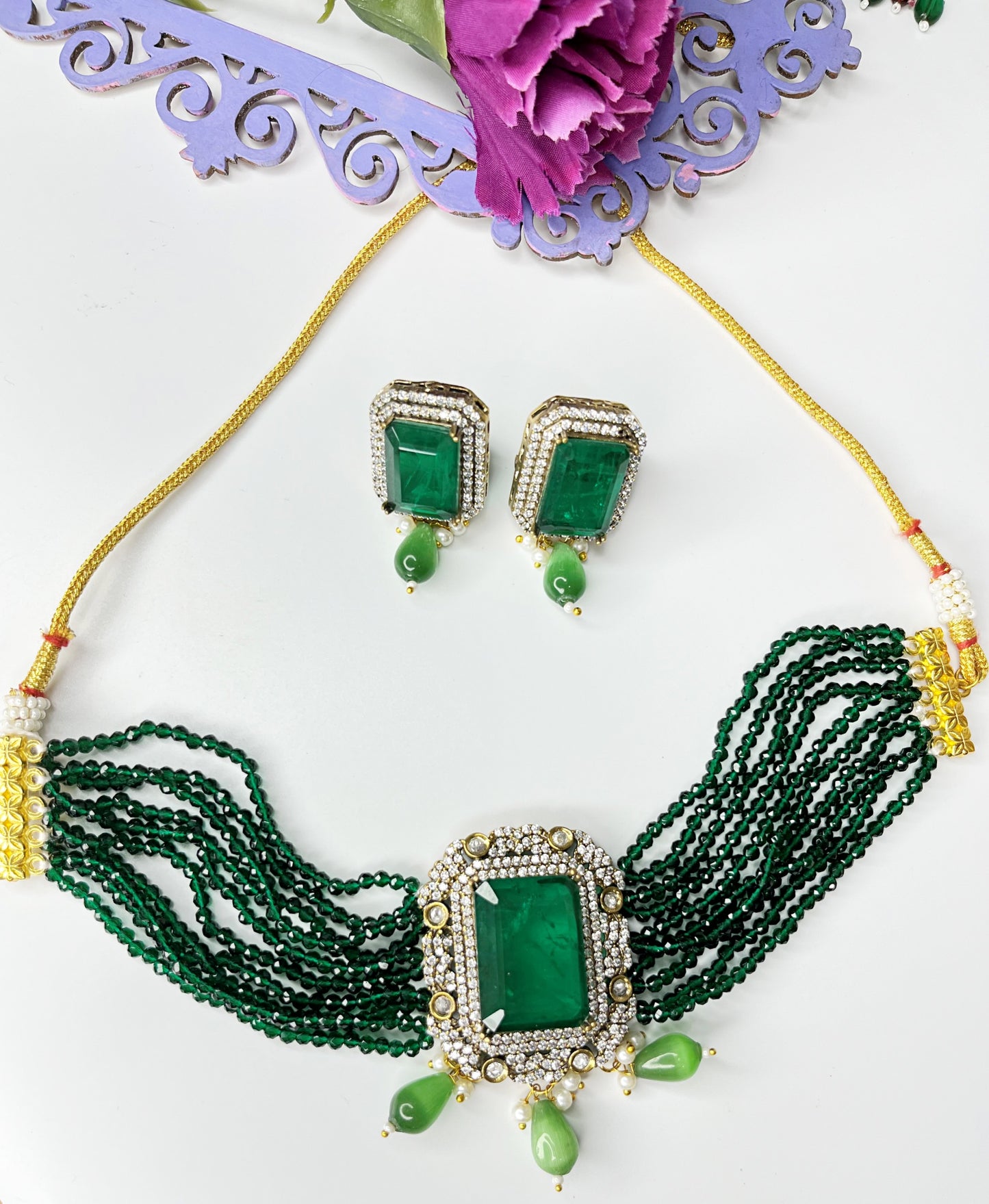 ZARA EMERALD CHOKER SET