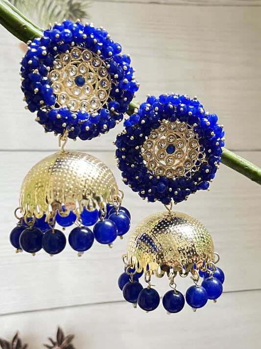SUDHA NAVY BLUE JHUMKIS