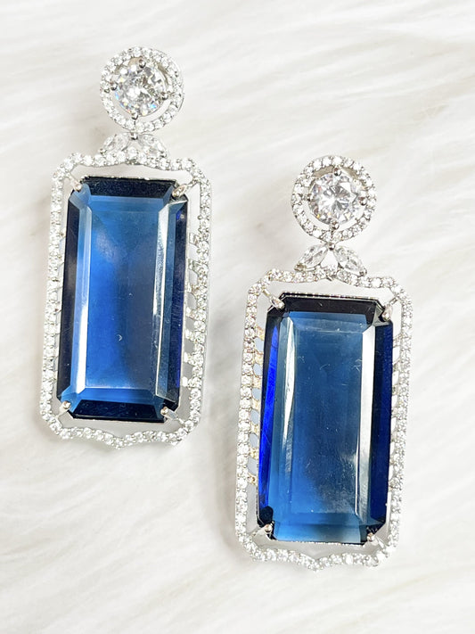navy blue american diamond earring