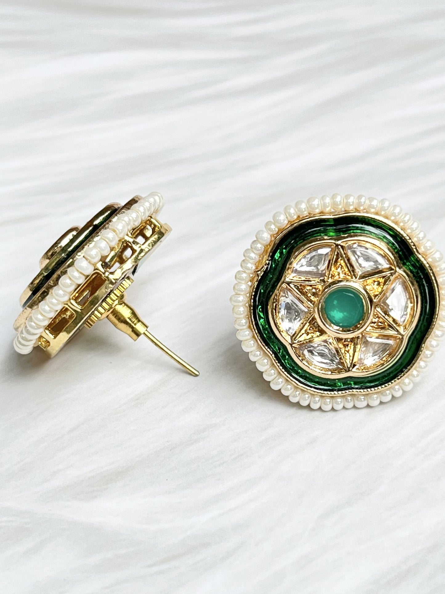 AAIRA GREEN KUNDAN STUDS