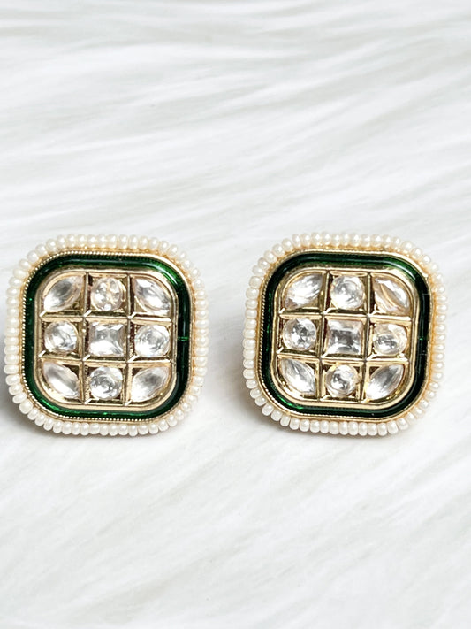 DHUN WHITE KUNDAN STUDS