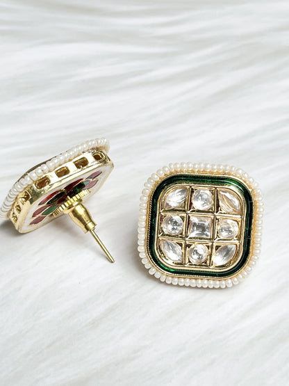 DHUN WHITE KUNDAN STUDS