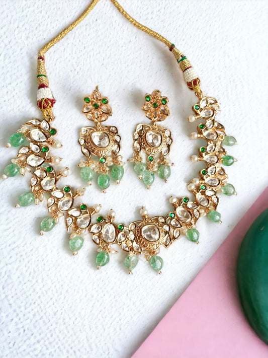 VAANYA MINT KUNDAN JEWELLERY SET