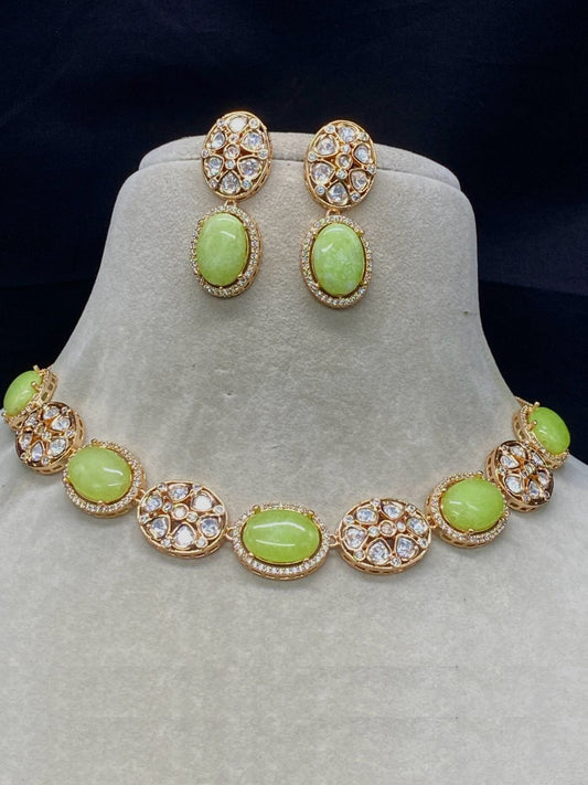 RIYA MINT KUNDAN JEWELLERY SET