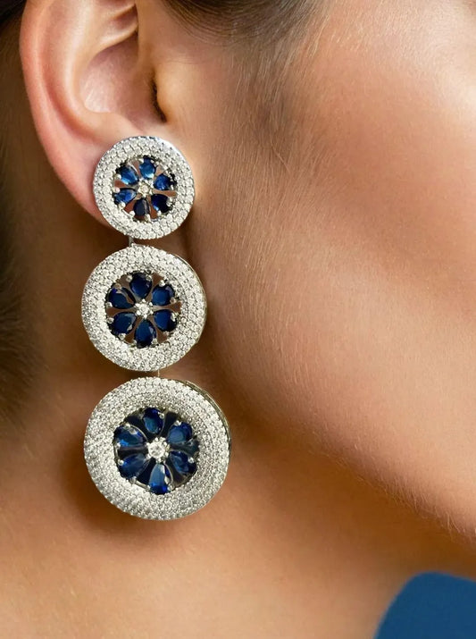 MINTY NAVY ZIRCONIA DANGLERS