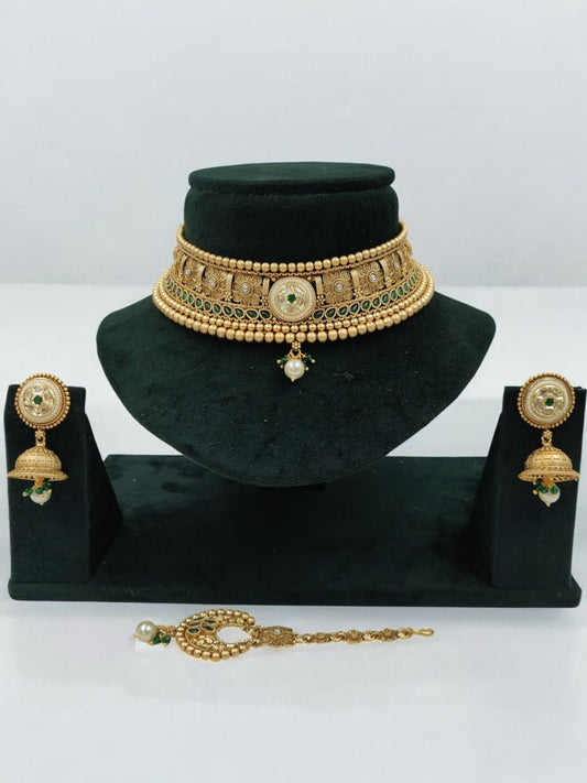 JODHPURI HERITAGE EMERALD JEWELLERY SET