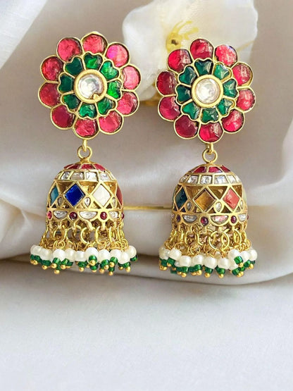 AABROO MULTICOLOR KUNDAN JHUMKI