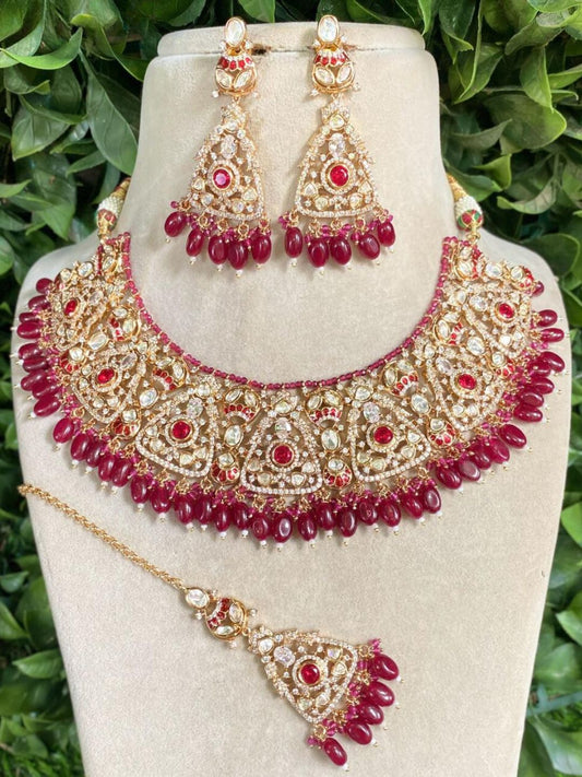 VEERANGANA RUBY KUNDAN JEWELLERY SET