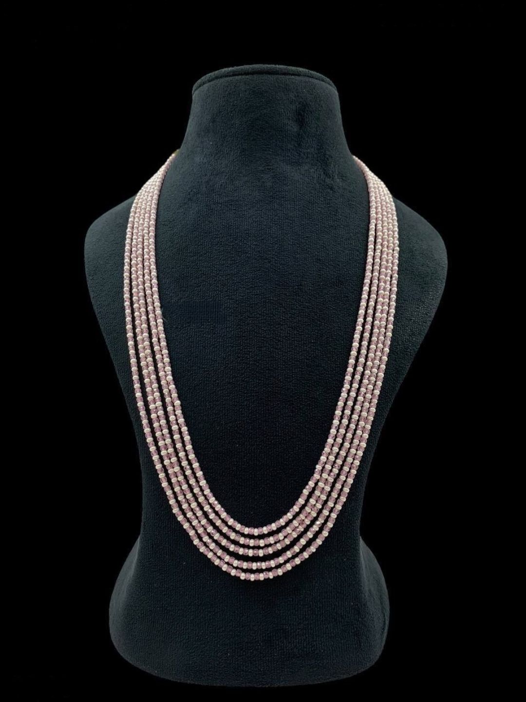 PINK SWAROVSKI PEARL CRYSTAL MALA NECKLACE
