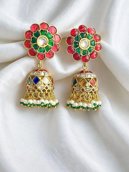 AABROO MULTICOLOR KUNDAN JHUMKI