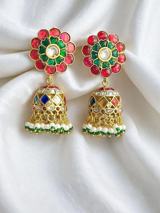 AABROO MULTICOLOR KUNDAN JHUMKI