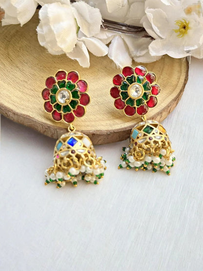 AABROO MULTICOLOR KUNDAN JHUMKI