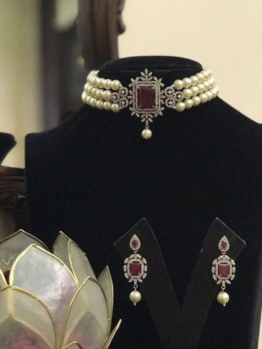 NIA RUBY ZIRCONIA JEWELLERY SET