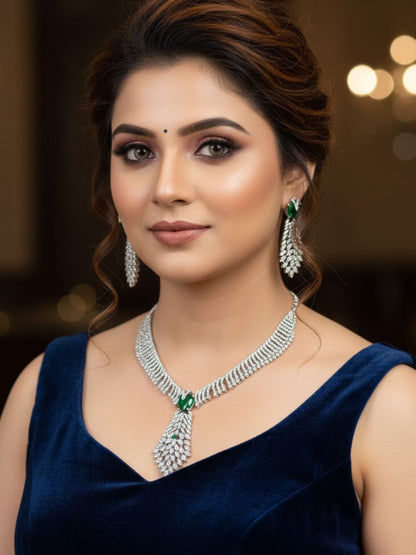 ZARENA EMERALD DROP AD NECKLACE