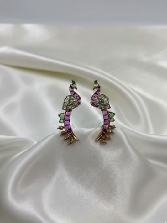 ZAREEN VICTORIAN PEACOCK STUD EARRINGS