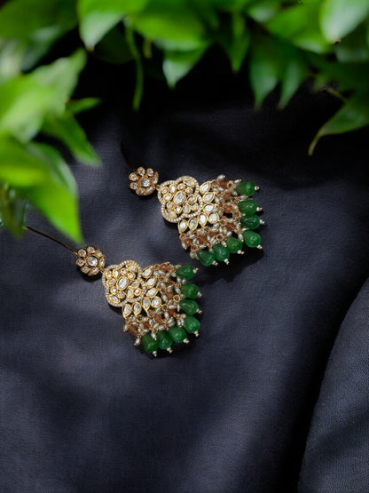 ROYAL EMERALD KUNDAN CHANDBALI EARRINGS