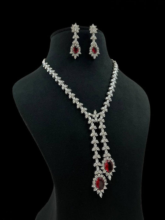 RAYA RUBY ZIRCONIA JEWELLERY SET