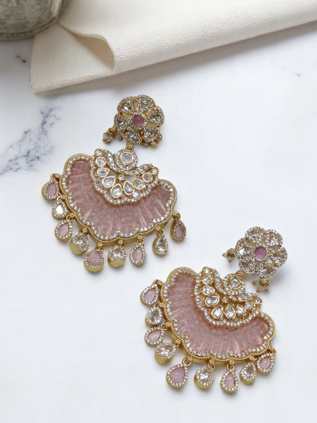 TRIYA PINK KUNDAN CHANDBALI