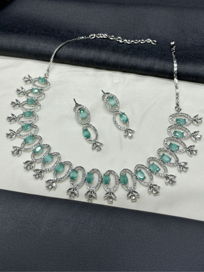 MINT GREEN OVAL AMERICAN DIAMOND SET
