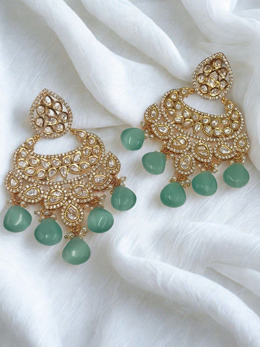 MINT GEMSTONE KUNDAN CHANDBALI