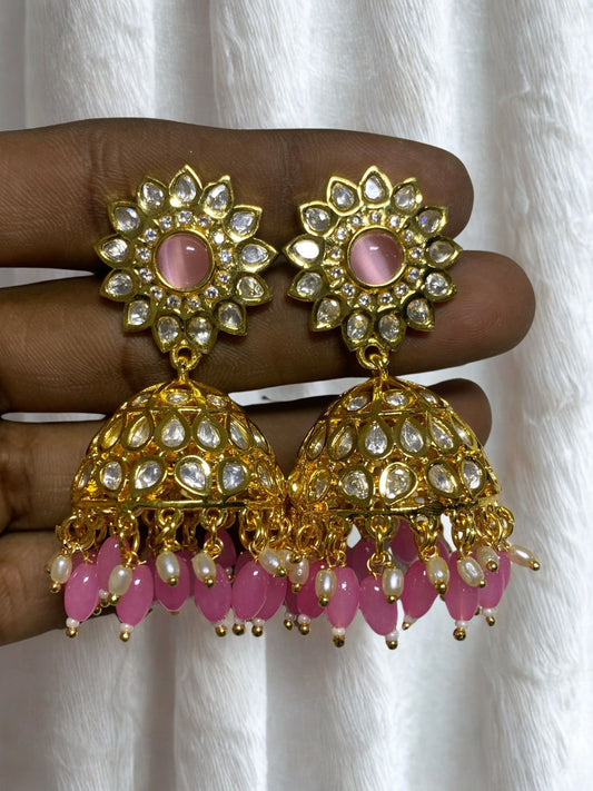 PINK KUNDAN JHUMKI