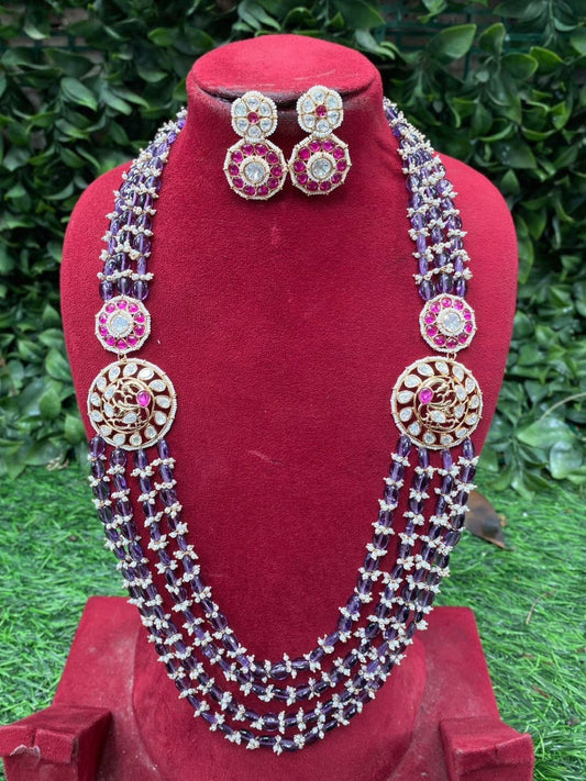 ROYAL PURPLE BEADS MULTILAYER JEWELLERY SET