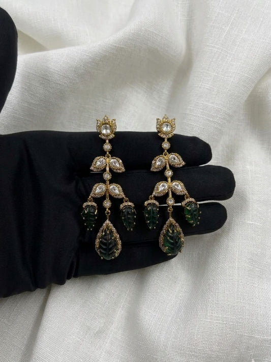 MYRA VICTORIAN GREEN DROP EARRINGS