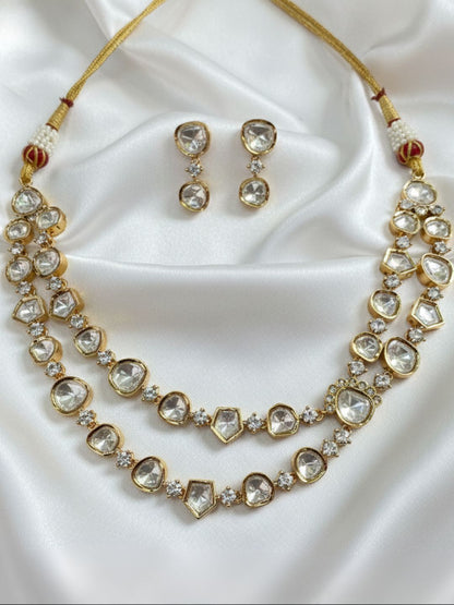 SAVERA DOUBLE LAYER KUNDAN NECKLACE SET