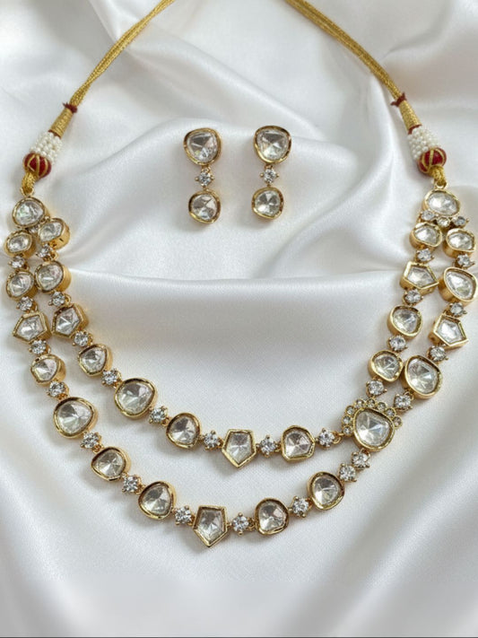 SAVERA DOUBLE LAYER KUNDAN NECKLACE SET