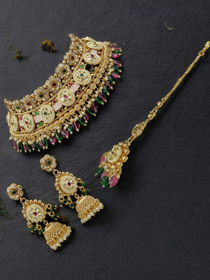 MAHARANI GOLD PLATED RAJWADI JEWELLERY SET
