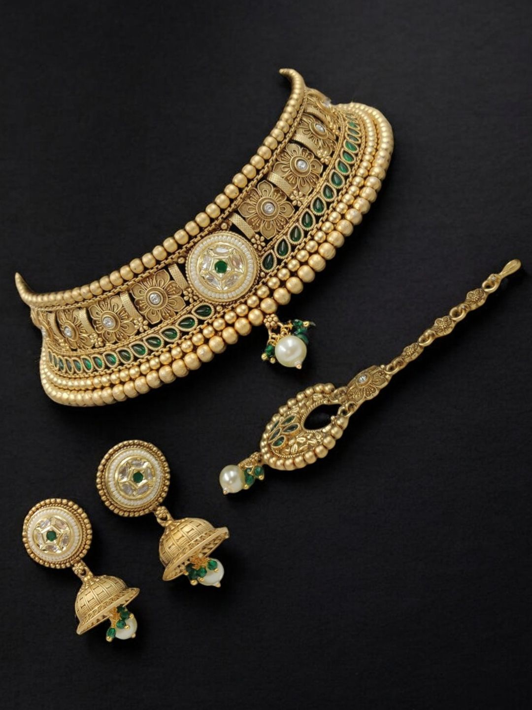 JODHPURI HERITAGE EMERALD JEWELLERY SET