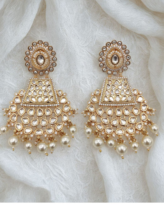 ISHA LONG KUNDAN DANGLE EARRINGS