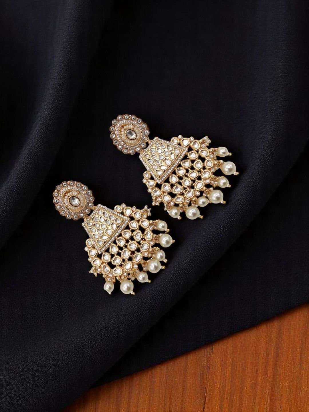 ISHA LONG KUNDAN DANGLE EARRINGS