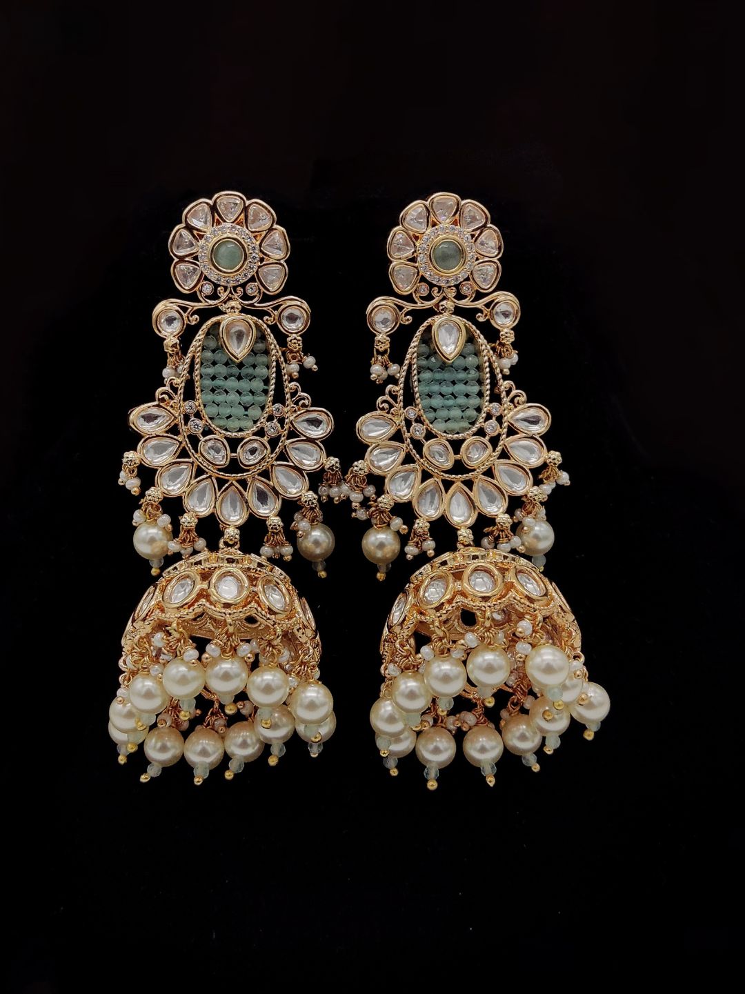 NIDHI ANTIQUE FINISH KUNDAN JHUMKAS