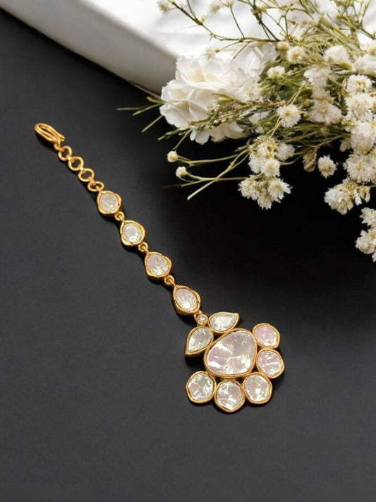 CHAANDMANI MOISSANITE POLKI MAANG TIKKA