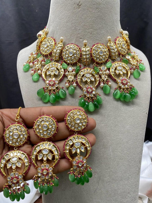 DIVINA MINT KUNDAN JEWELLERY SET
